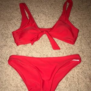 Knot front bikini set